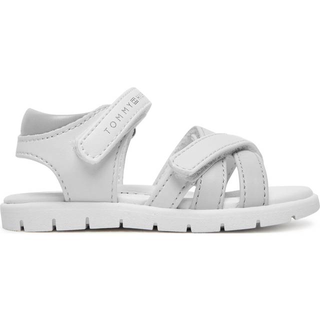 Tommy Hilfiger Girls Pastel Faux Leather Velcro Sandals - Blue/Pink - 21