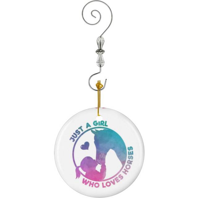 (Equestrian Women Girls Love Their Horses Gift-6791) Christmas Ornaments Ceramic Charm with Hook Crystal Handmade Xmas Tree Decorations KeepsakeÂStoc
