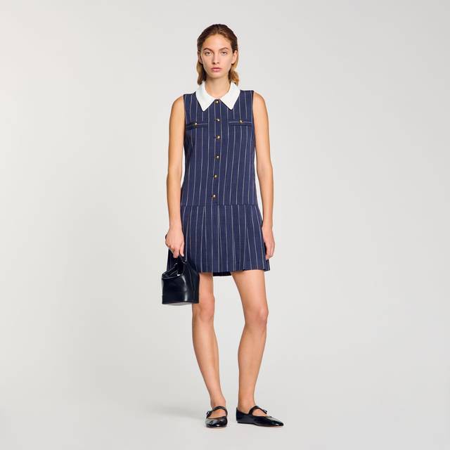 Robe courte à rayures - Marine / Ecru - 34