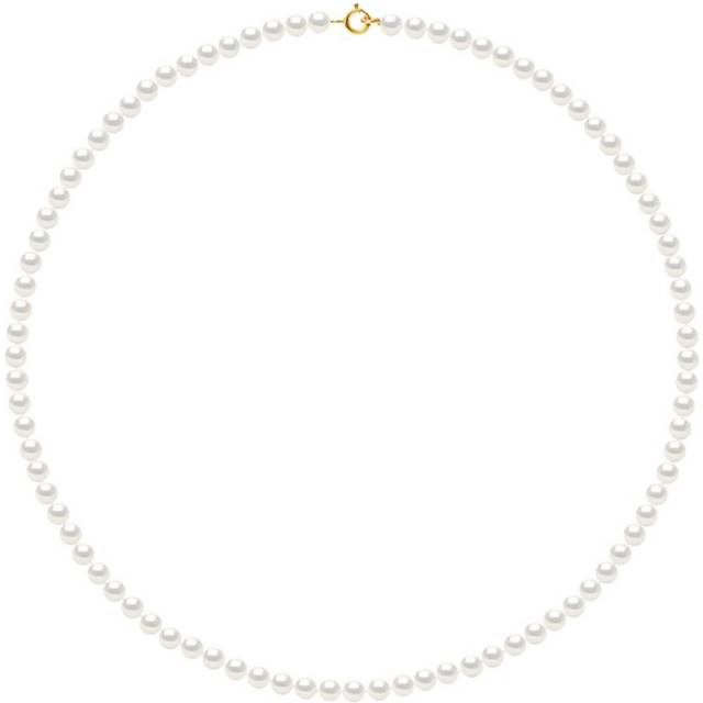 Diadema Womens - Necklace - Real Freshwater Pearls - White - Yellow Gold - One Size