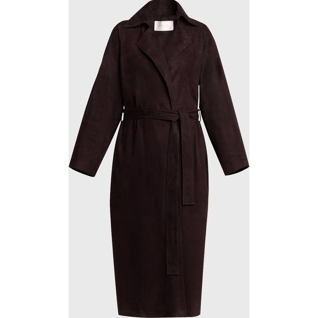 Poseidone Belted Suede Trench Coat - DARK BROWN - 6