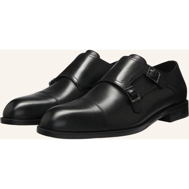 HUGO BOSS Leather Double Strap Monk Shoes, Black