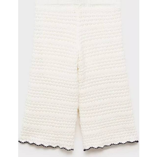 Mango Kids' Lilia Open Knit Culottes, White