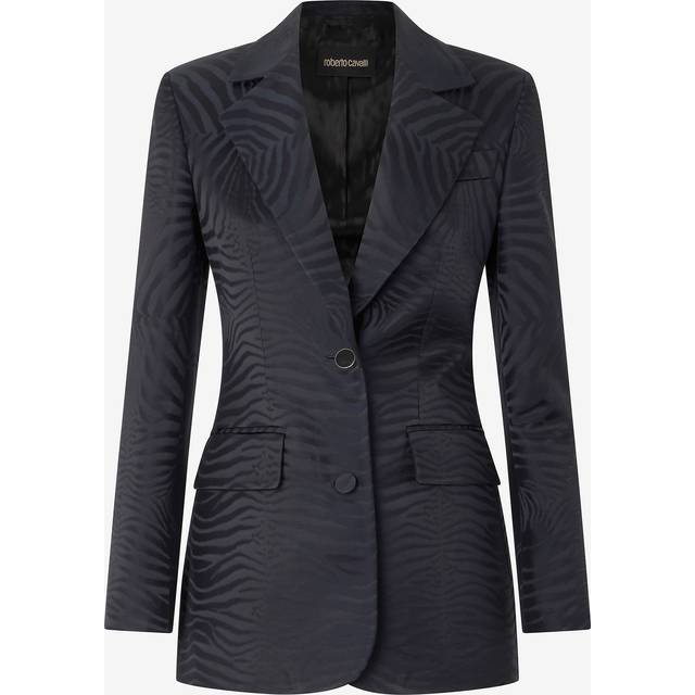 Roberto Cavalli, Jacka, Dam, S, Tiger Skinn Blazer med Klassiska Revers - black (S)