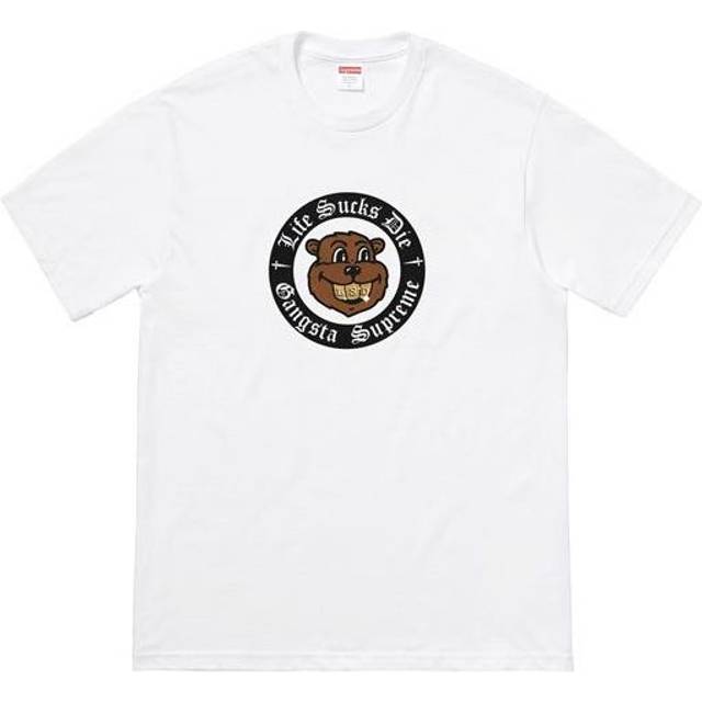 Supreme FW18 Life Sucks Die Tee White Bear Round Neck Short Sleeve Unisex SUP-FW18-7750 - M