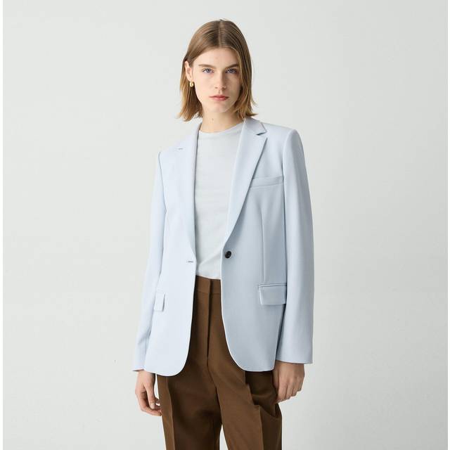 Admiral Crepe One-Button Staple Blazer - Pearl Blue - 4