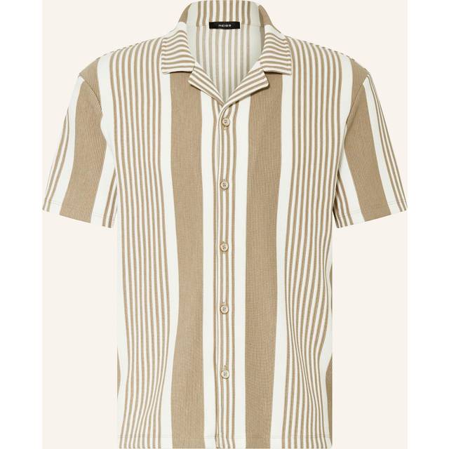 Reiss Alcazar Stripe Short Sleeve Shirt, Beige/Multi