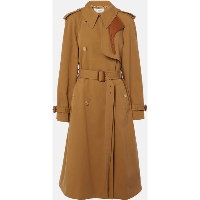 ChloÃ© Women's Long Water-Repellent Beige Trench Coat In Cotton Gabardine in Brown | Size 38 | CH25SMA19341 Color 21D (38)