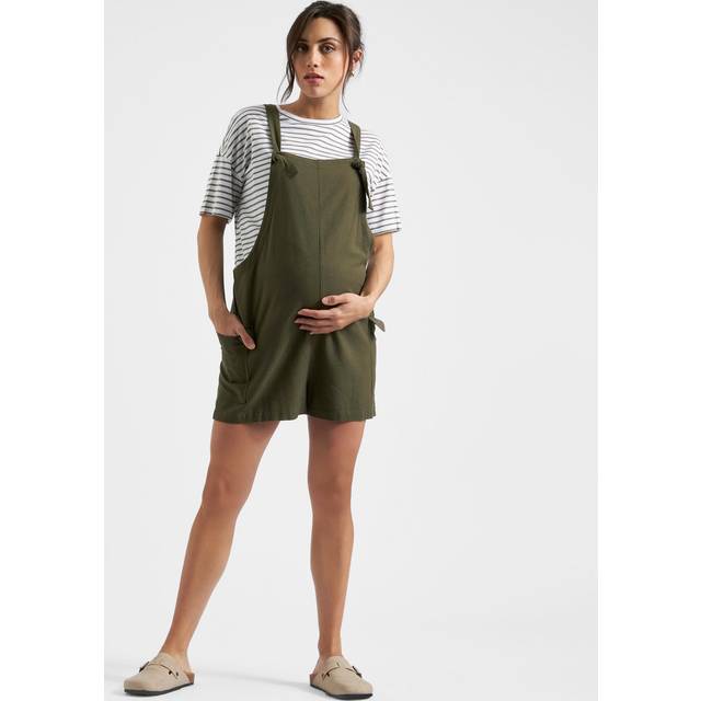 Ripe Terry Linen Blend Maternity Playsuit, Olive