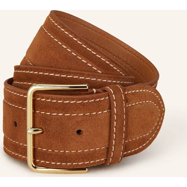 Ceinture large en cuir de veau - Camel - 1