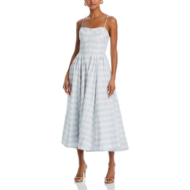 Kittiya Check A-Line Midi Dress - PERIWINKLE SKY MULTI - 2