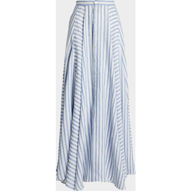 Shamus Umbrella Striped Linen Maxi Skirt - CREAMBLUE - 10