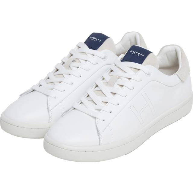 Hackett London for man. HMS21457 Bond Minimal leather shoes white (44), Flat, Laces, Casual