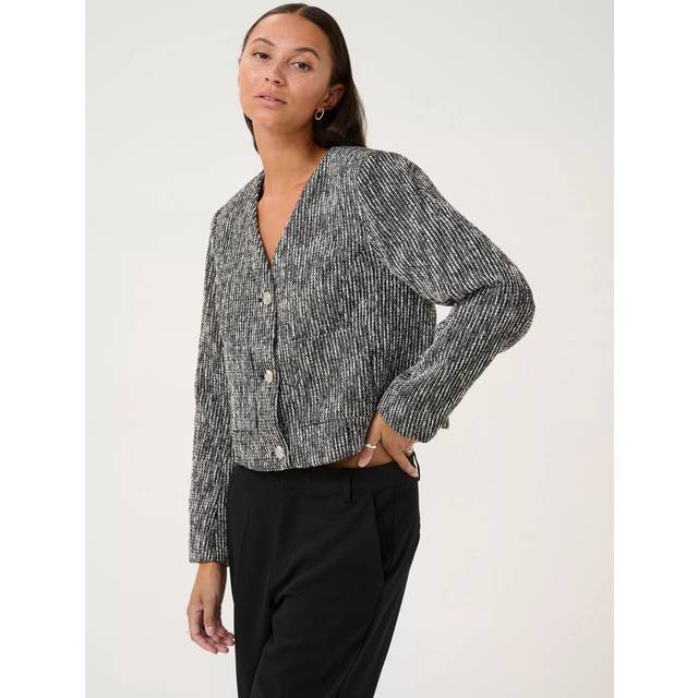 Minella Single-Breasted Blazer - Black & White boucle - Danish brand KAFFE has been offering timeless collections adorned with feminine details since 1993. The label offers a range of versatile, minimalistic styles that look and feel great, making your daily edit stylish and effortless.