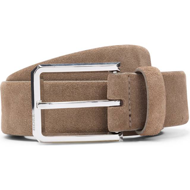 Suede belt with silver-tone buckle