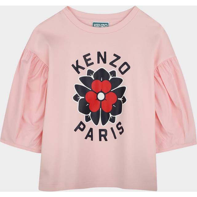 Kenzo Kids Girls Pink Flower Logo T-Shirt - 3 year
