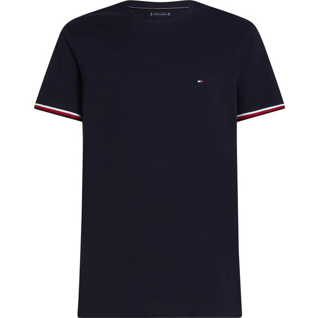 Tommy Hilfiger Global Stripe Cuff Pique T-Shirt - Navy, Navy, Size Xl, Men - XL