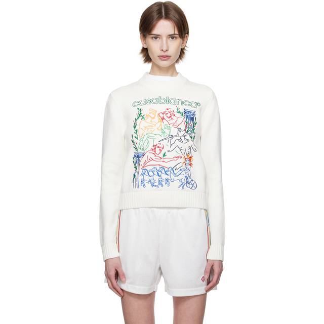 Casablanca White Embroidered Sweater - White - S