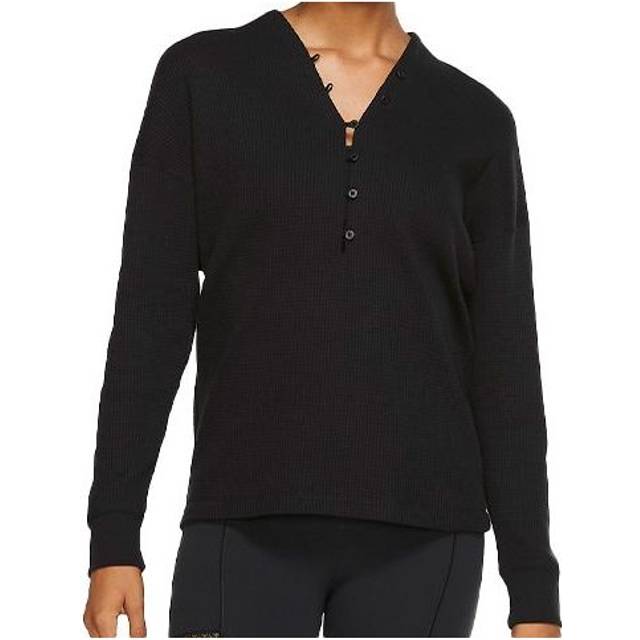 (WMNS) Nike Yoga Waffle V Neck Cozy Casual Pullover Wool Sweater Black CV9906-010 - Default Color