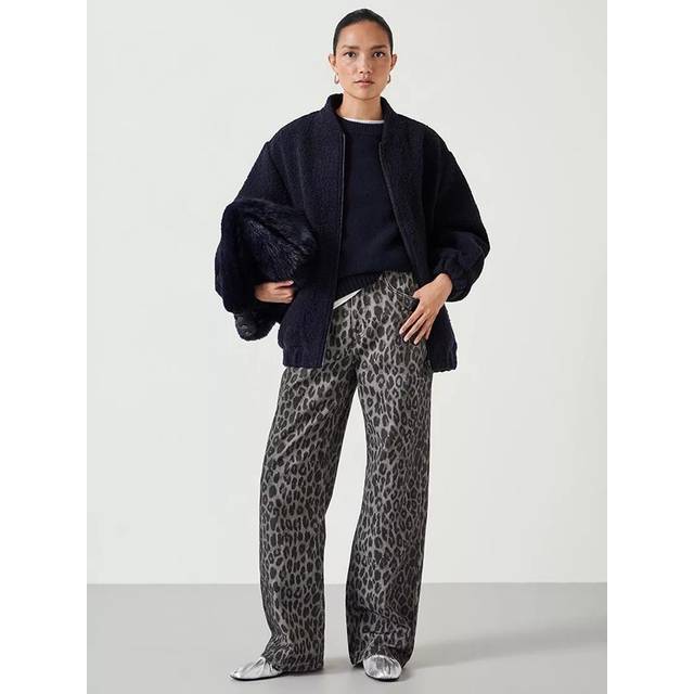 HUSH Slouchy Fit Leopard Print Jeans