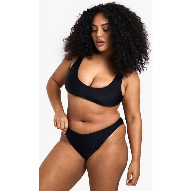 Womens Plus Swimwear Essentials Crop Bikini Top - Black - 26