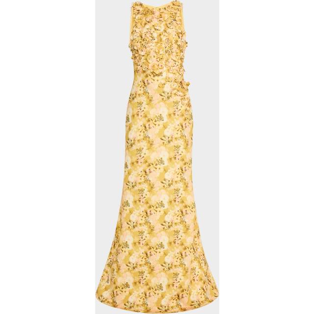 Floral-Print Scuba Trumpet Gown - YELLOW MULTI - 4