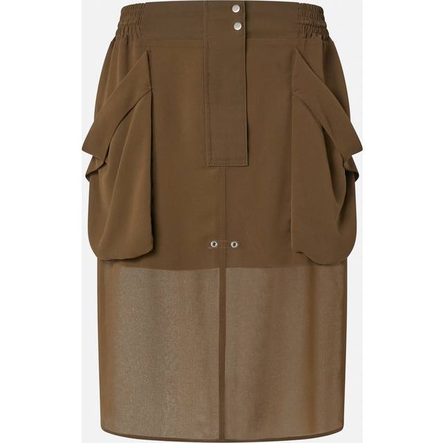 Pinko, Jupe mi-longue transparente à grandes poches, Green old england, 48