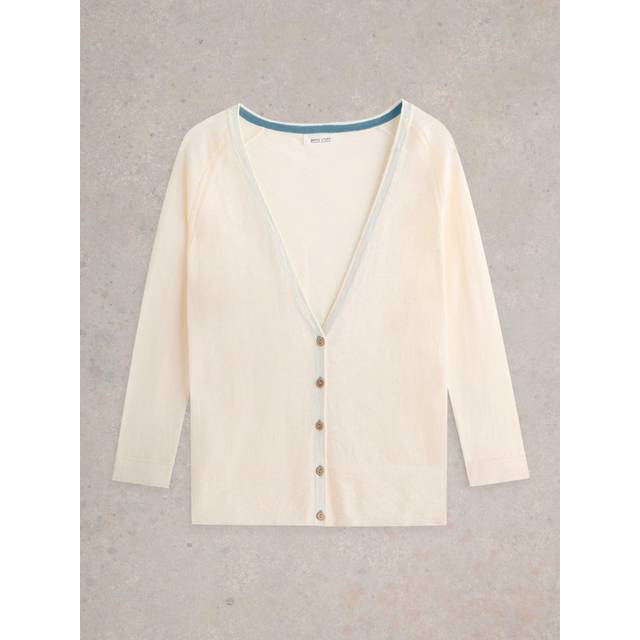 White Stuff Naria Organic Cotton-Linen Cardigan, White