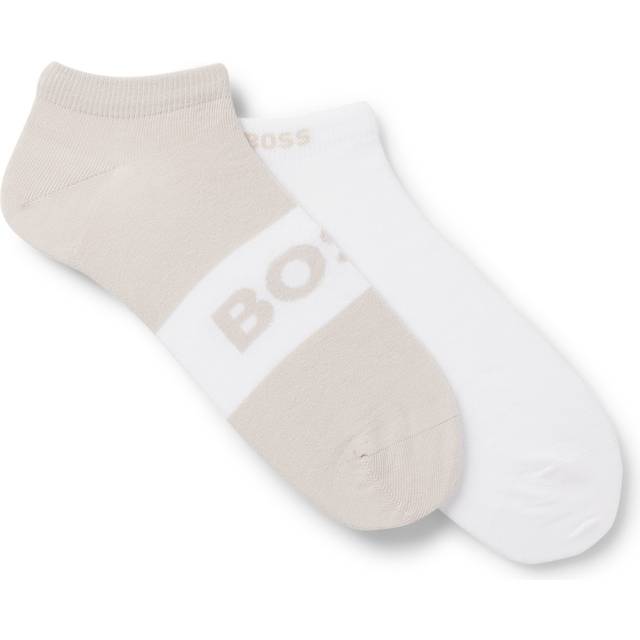 BOSS Logo Trainer Socks, Pack of 2, Light Beige