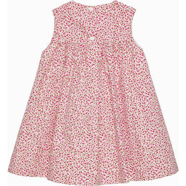 Trotters Baby Cherry Print Smocked Pinafore Dress, Red Cherry/Multi