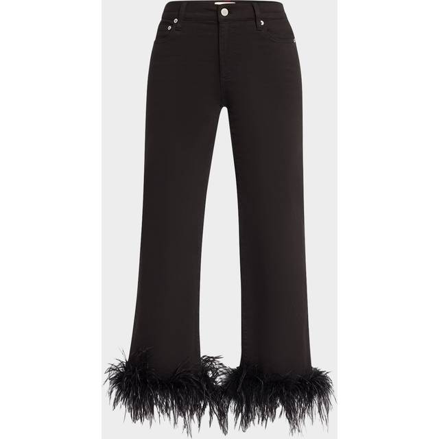 Roxie Low-Rise Flare Cropped Jeans with Feather Cuffs - BLACK - 28