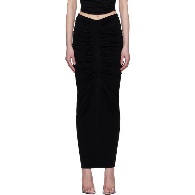Alexander Wang Black Ruched Maxi Skirt - BLACK - XS