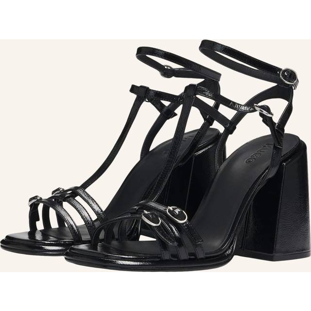 Leather sandals with chunky block heel - Black