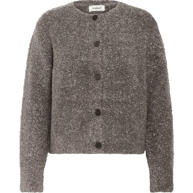 Soaked In Luxury Babbette Boucle Knit Cardigan, Dark Gull Gray