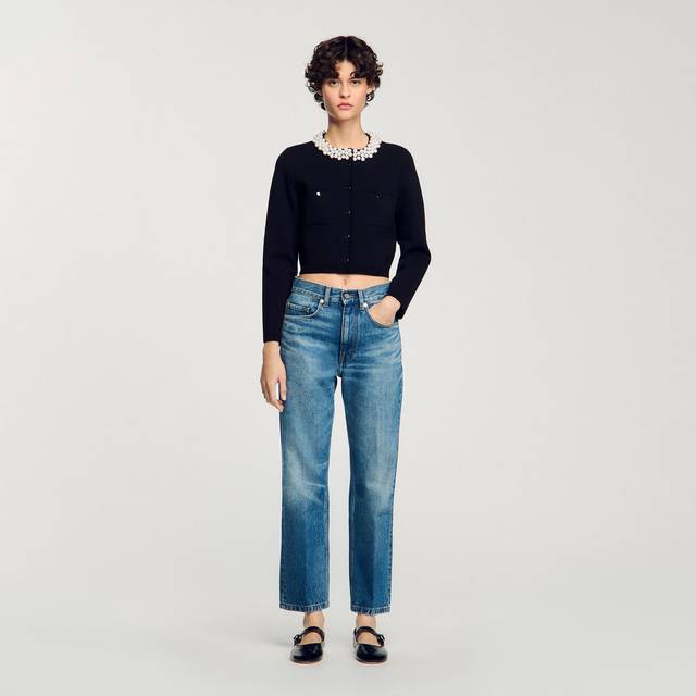Cardigan à col perlé - Noir - 2