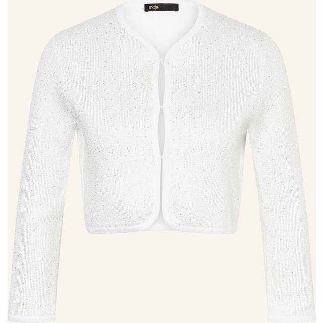 Cardigan Court À Strass - Blanc - Maje -  Matière principale: 37% polyester, 33% coton, 19% acrylique, 10% polyamide, 1% elasthanneBord: 86% coton, 12% polyamide, 2% elasthanne - Prêt-à-porter > Hauts > Cardigans