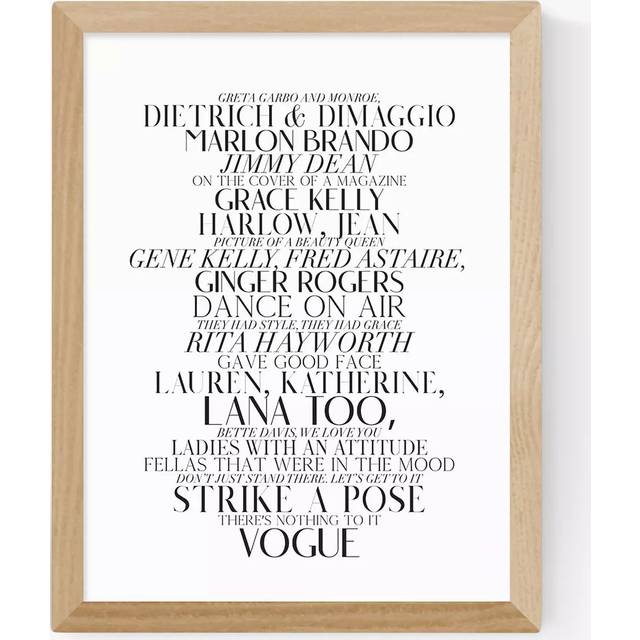 EAST END PRINTS Honeymoon Hotel 'Vogue Lyrics' Framed Print
