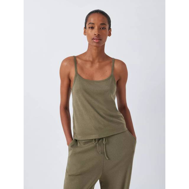 John Lewis Ribbed Modal Blend Cami Pyjama Top, Khaki