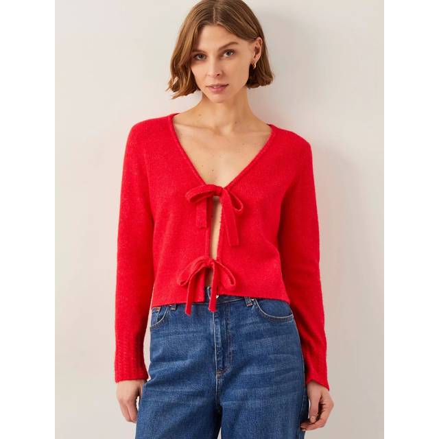 Monsoon Tina Tie Front Cardigan, Red
