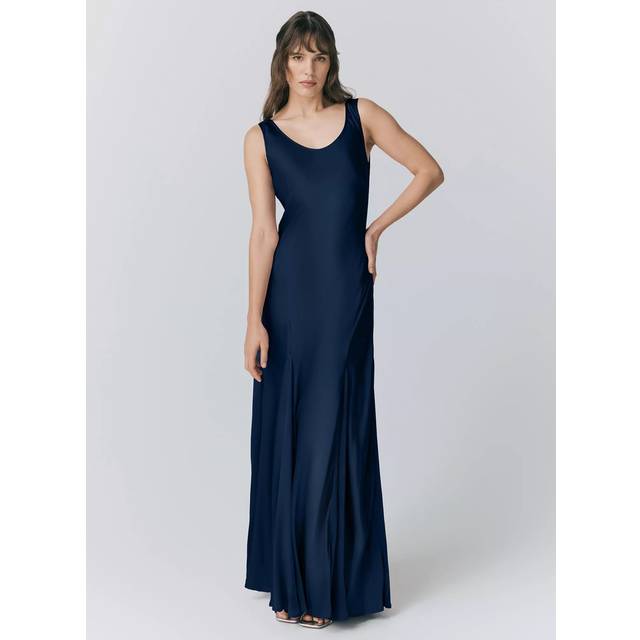 Ghost Willow Scoop Neck Satin Slip Dress, Navy
