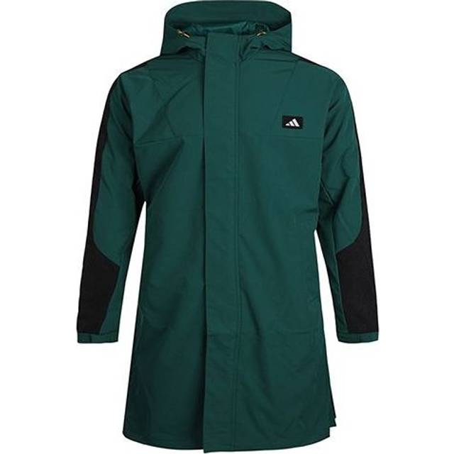 adidas Casual Sports Windproof Fleece Lined Stay Warm hooded Windbreaker Jacket Green GM4451