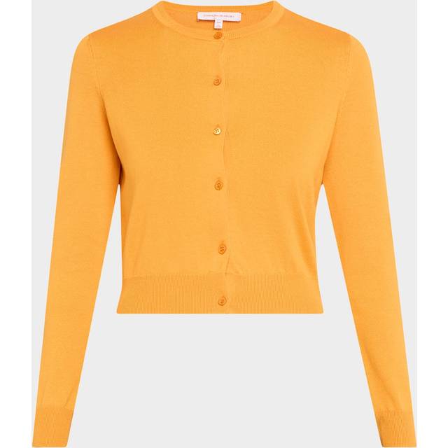 Long-Sleeve Silk-Cotton Crop Cardigan - MARIGOLD - Small