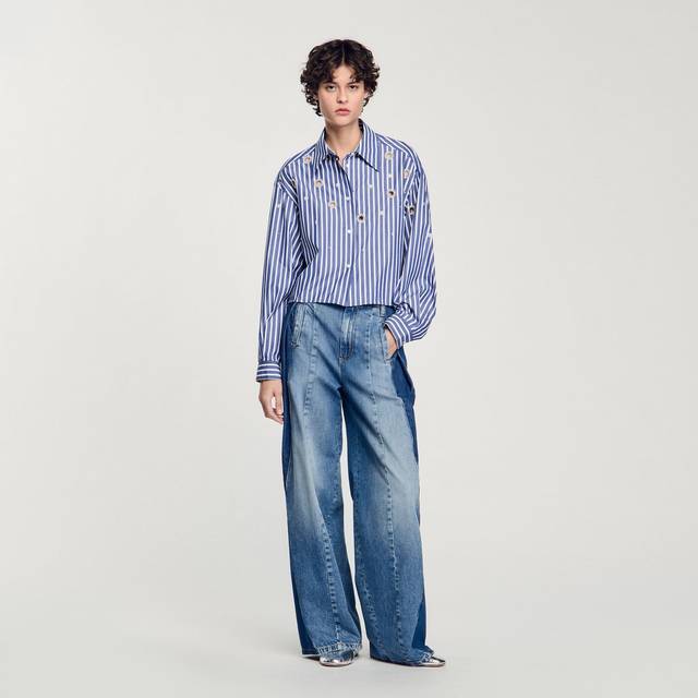 Chemise à rayures perlée - Bleu - 2