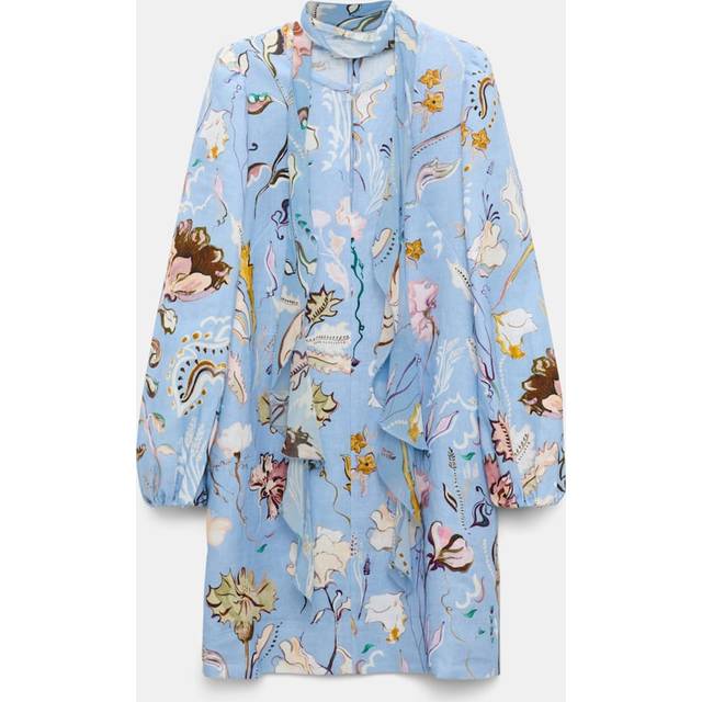 Printed linen shift dress - multi colour (M)
