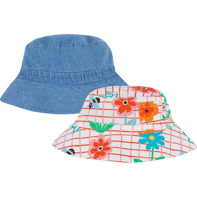 Frugi Kids' Hattie Organic Cotton Sun Safe Bucket Hat, Blue/Multi