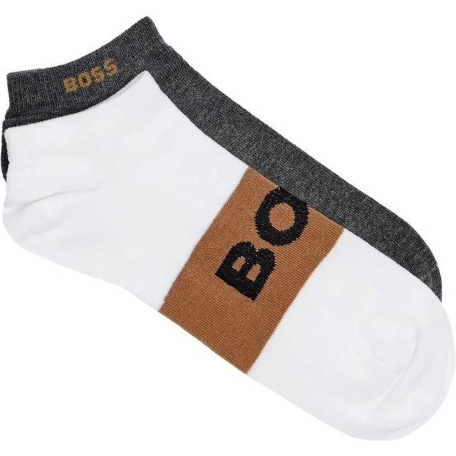 BOSS Logo Trainer Socks, Pack of 2, Medium Beige