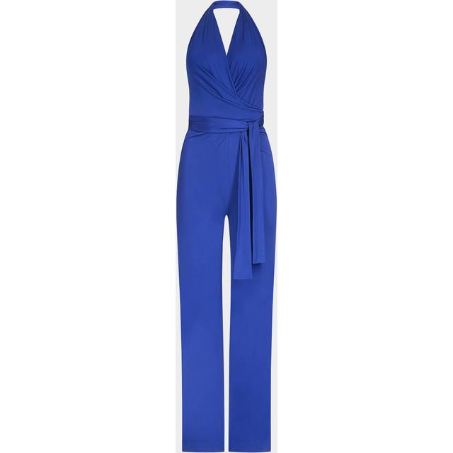 Delia Deep V-Neck Jersey Halter Jumpsuit - ROYAL BLUE - 8