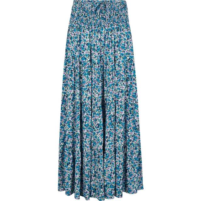 Apricot Women's Blue Floral Print Tiered Maxi Skirt New Look - UK 14