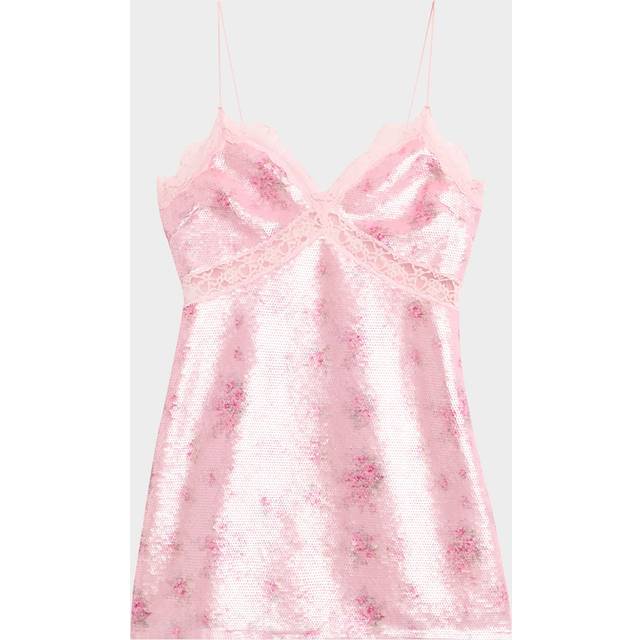 Finta Sequined Lace-Trim Mini Dress - FLAMENCO PINK - 2