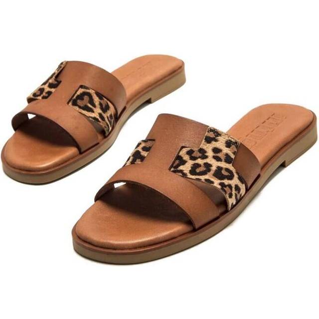 Mustang for woman. 54181 Brown Alysa Leather Sandals (40), Flat, 1 to 3 cm, None, Casual